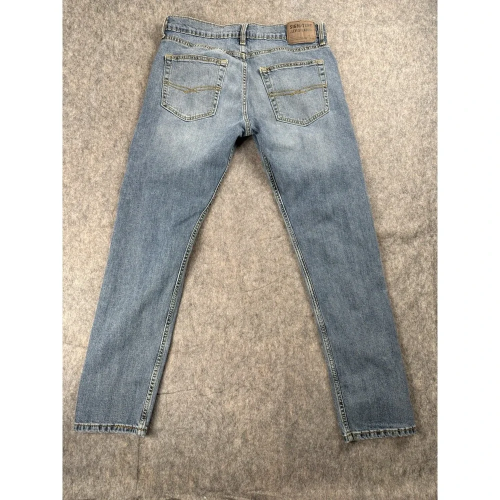 Levi Strauss Signature Slim Jeans 34x32‎ Distressed Light Wash Men's Denim